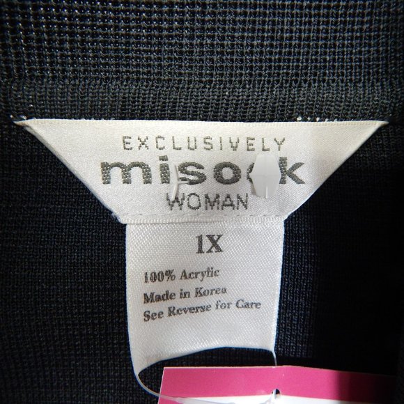 Exclusively Misook Womens Black Knit Full Zip Up Sweater Washable Size 1X - Picture 9 of 10